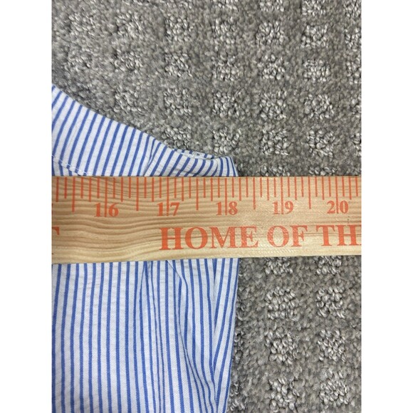 J Crew Factory Dress Size 14 Blue & White Stripe Seersucker Jumper Strappy - Picture 9 of 12